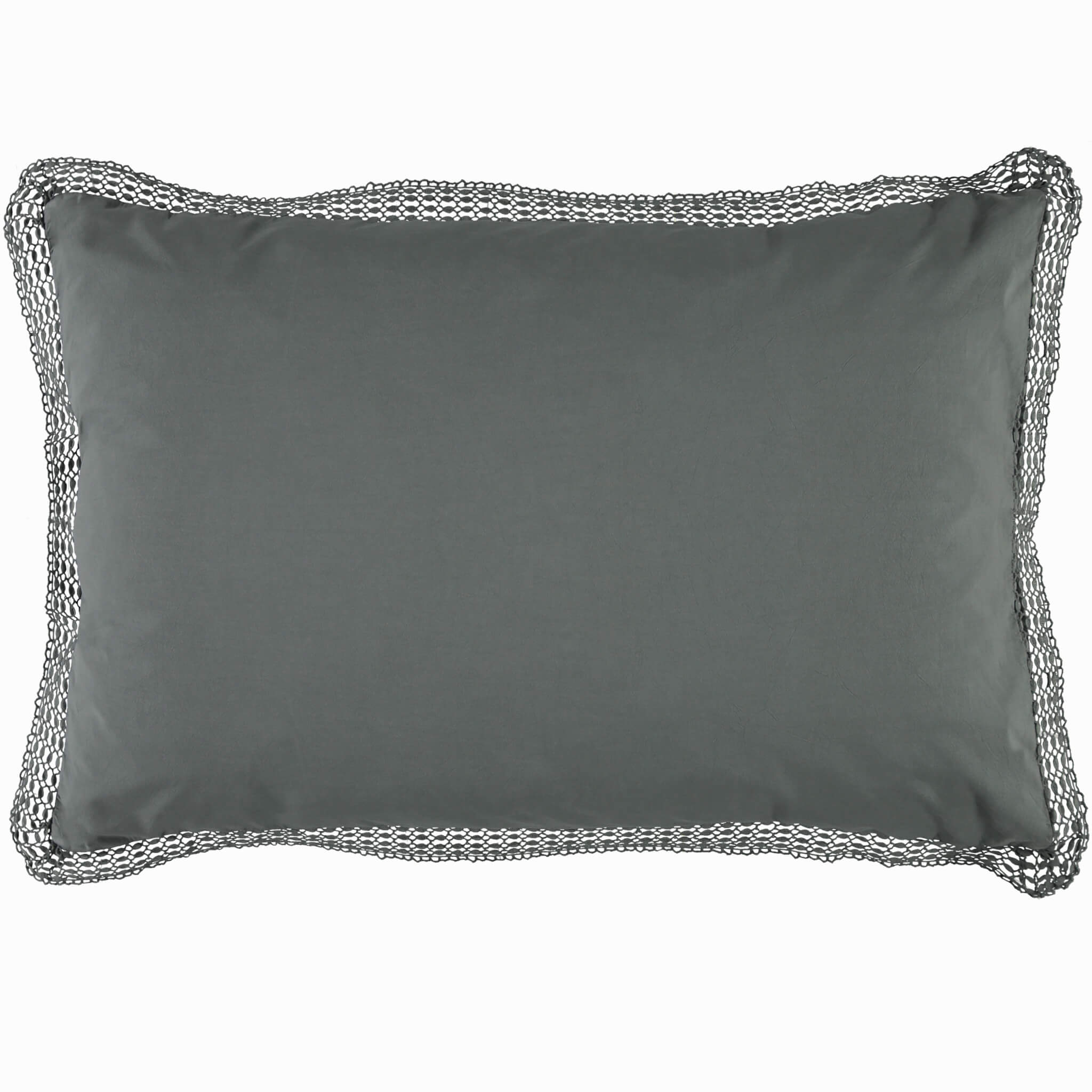 Organic Cotton Percale Petrol Lace Oxford Pillowcase