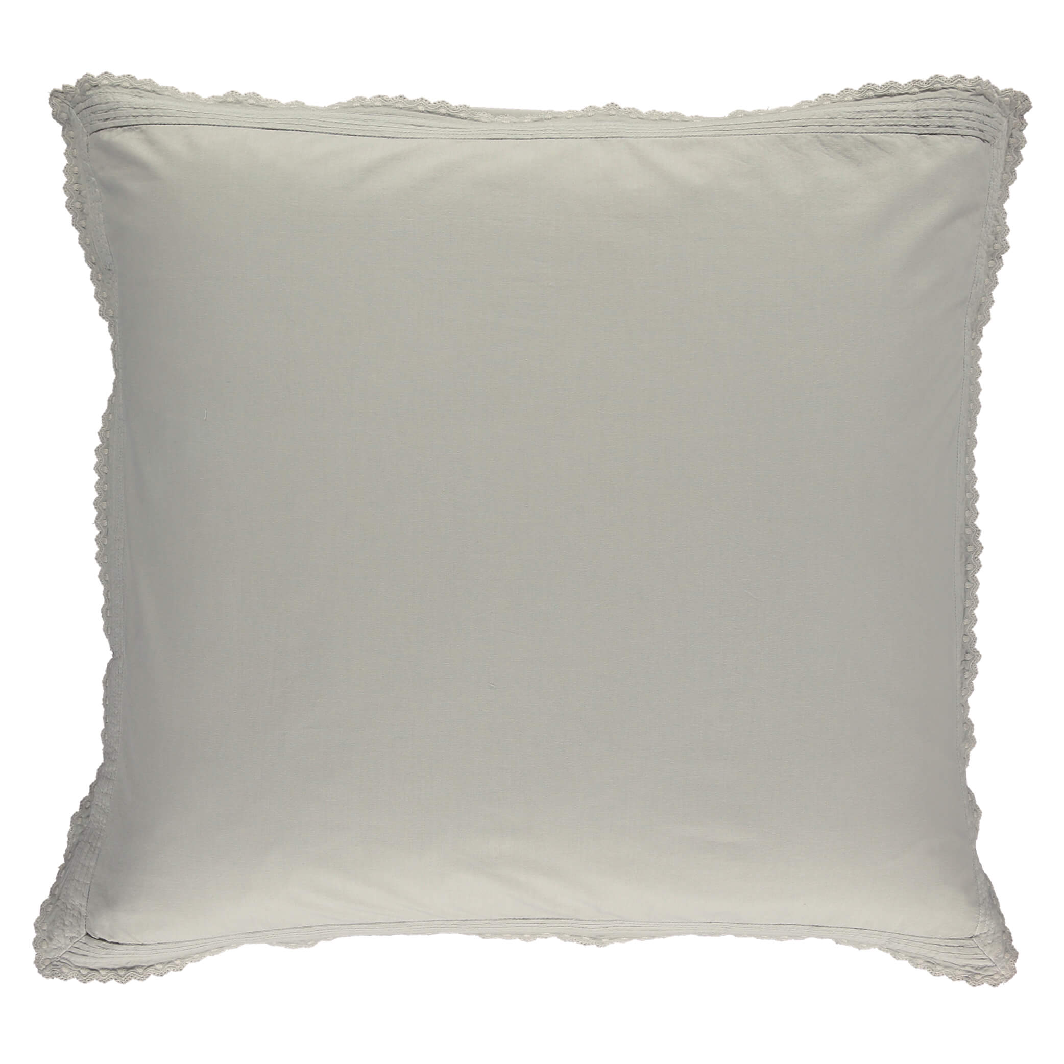 Pin Tuck Embroidered Pillowcase - Feather Grey