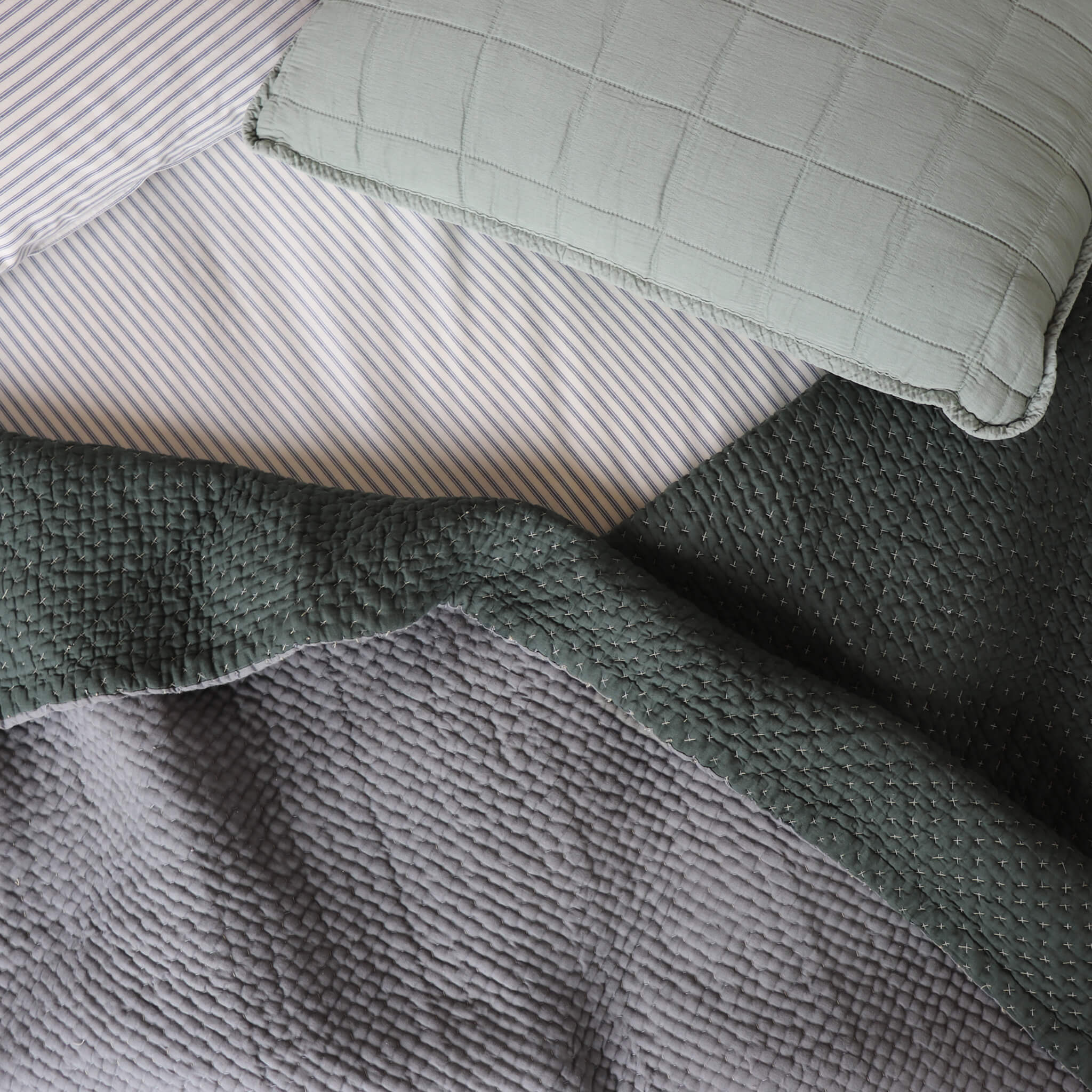 Charcoal Ticking Stripe Duvet Cover