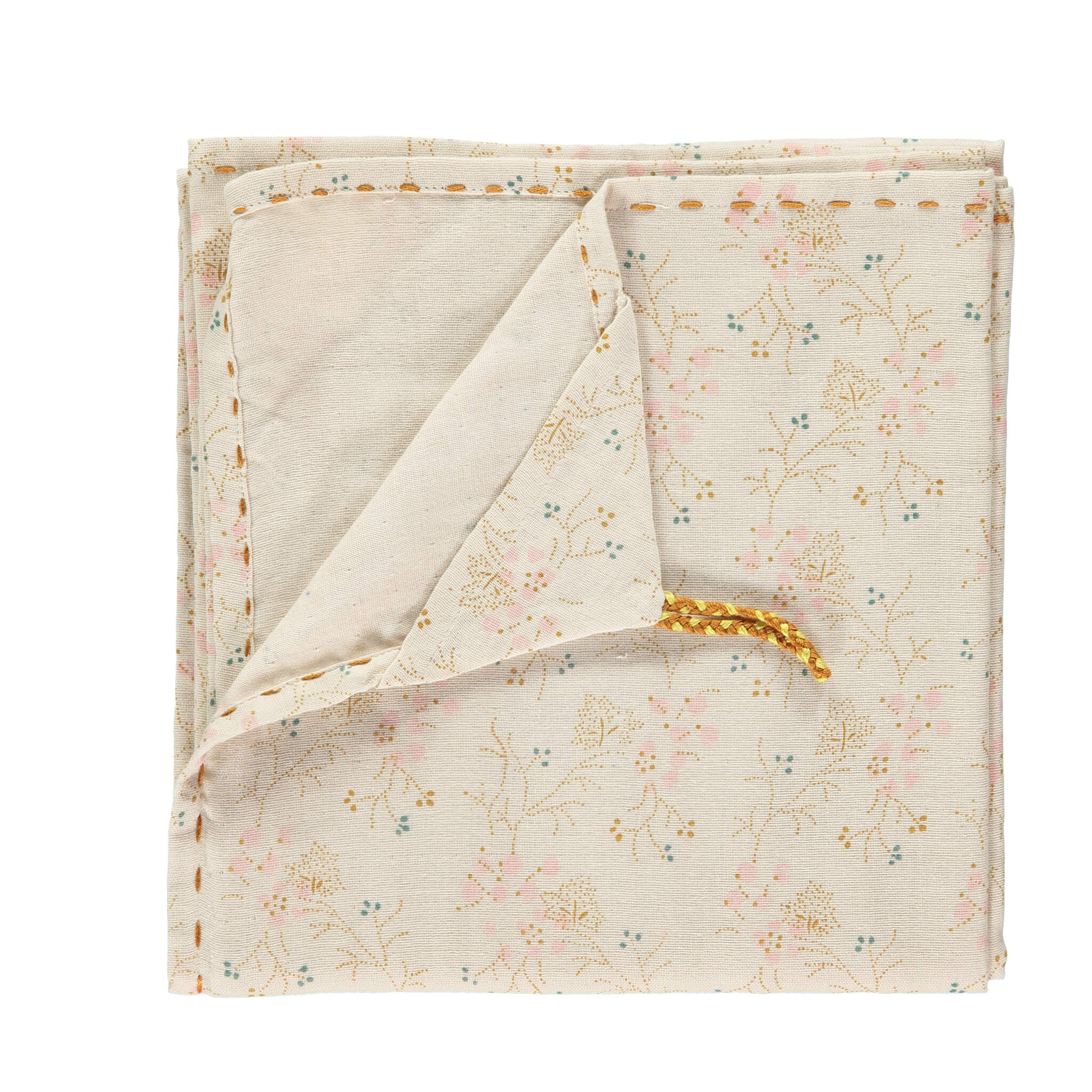 Single Layer Swaddle Blanket - Minako Golden/ Stone