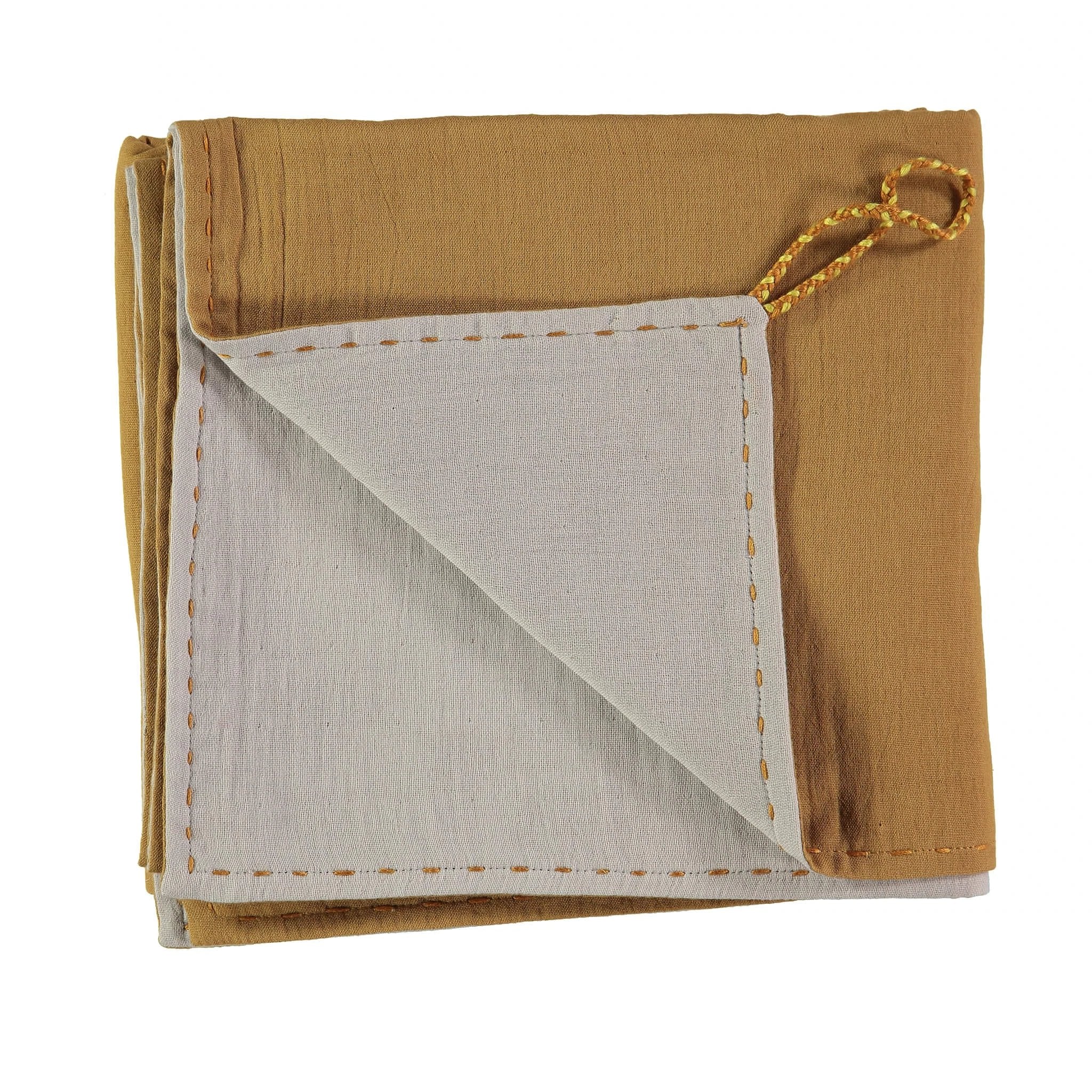 Double Layer Reversible Swaddle Blanket - Ochre and Ash