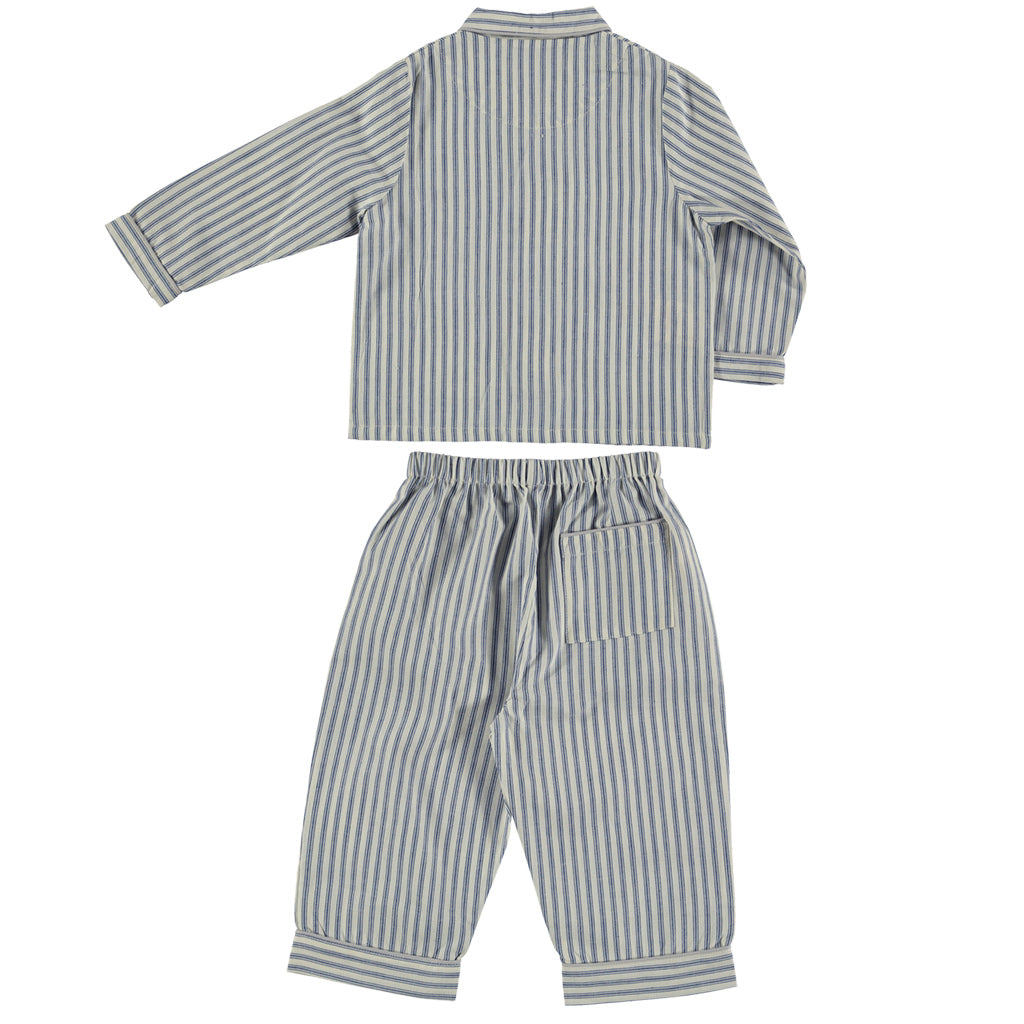 Blue Ticking Stripe Unisex Pyjama set