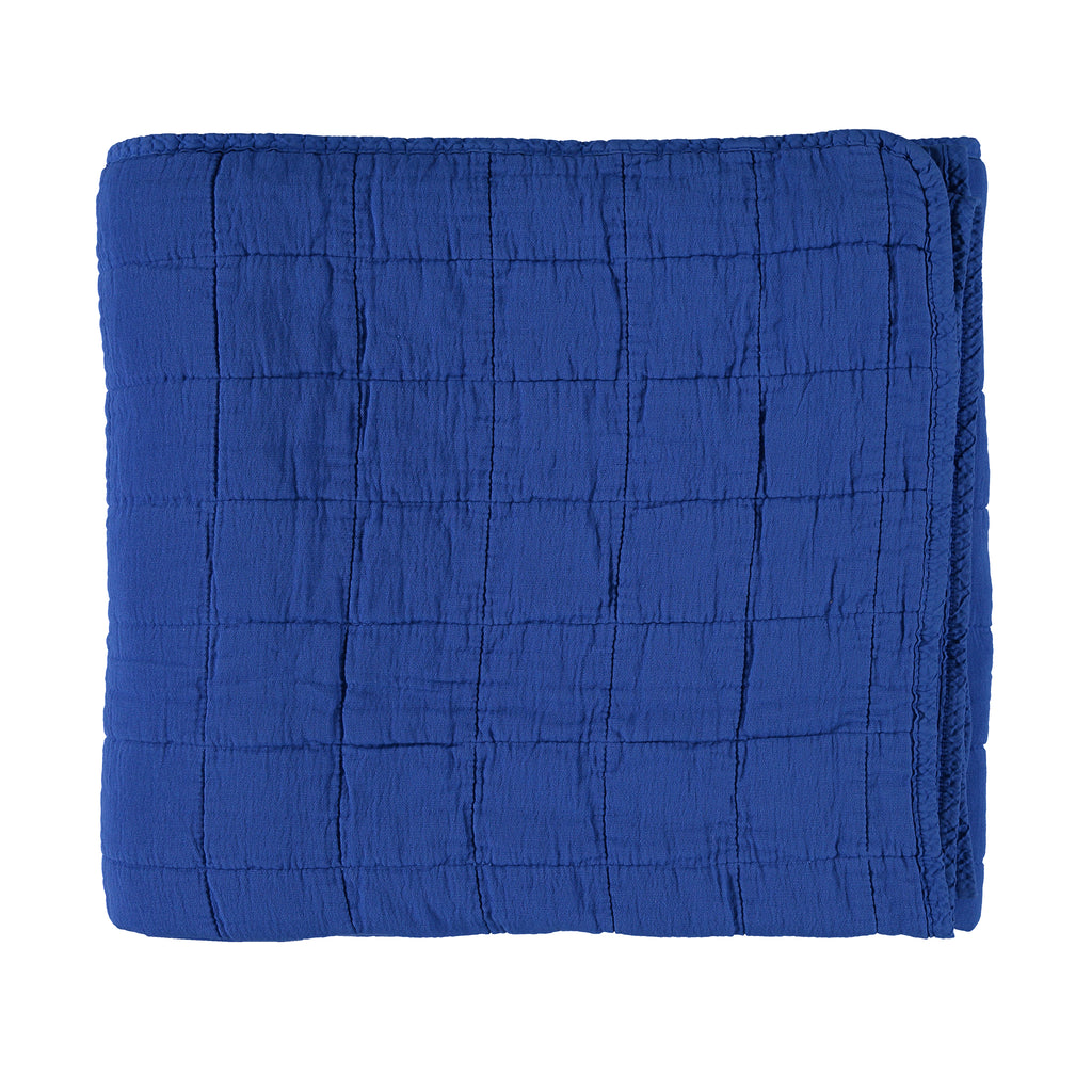Square Quilted Gauze Blanket - Cobalt Blue