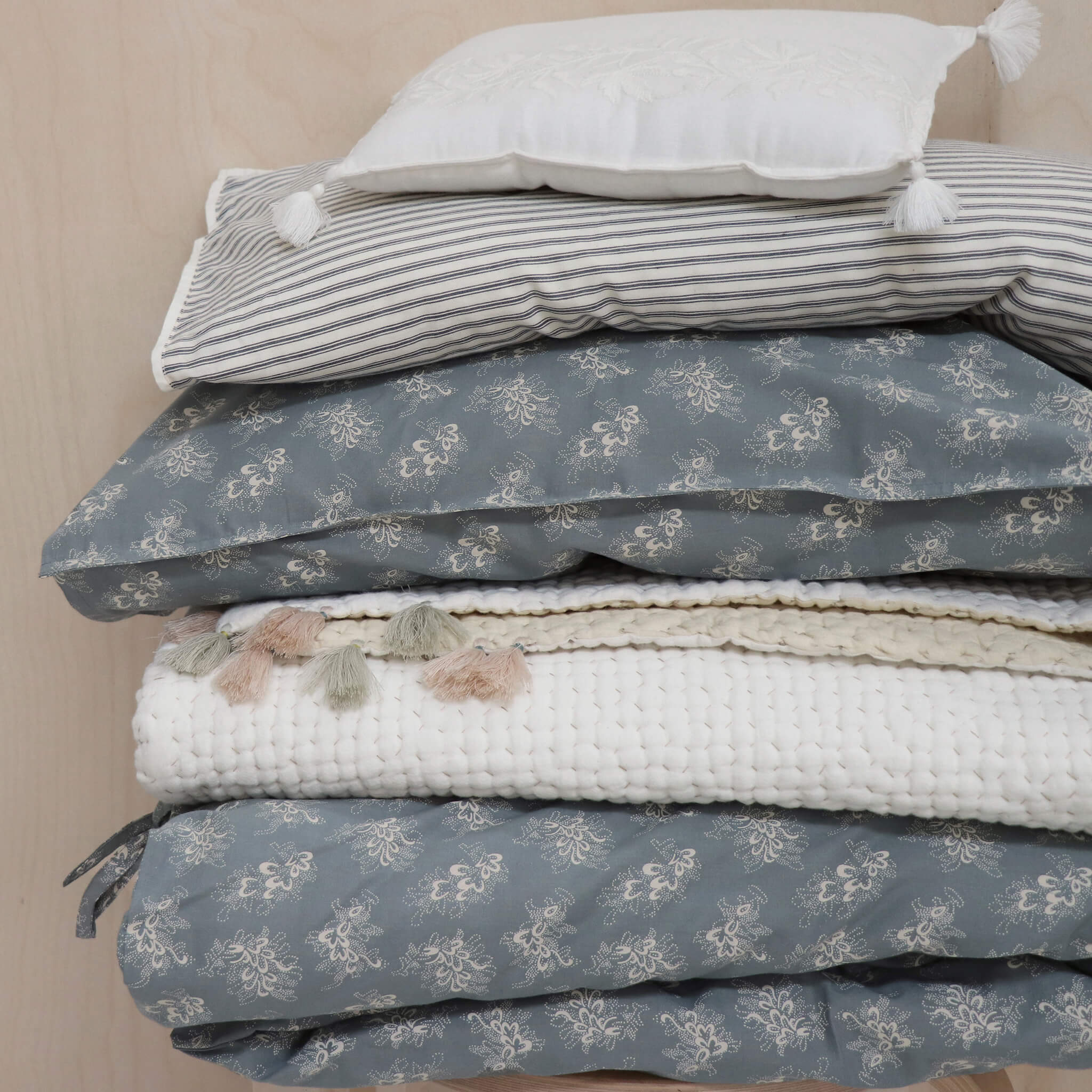 Celia Soft Blue Fitted Sheet