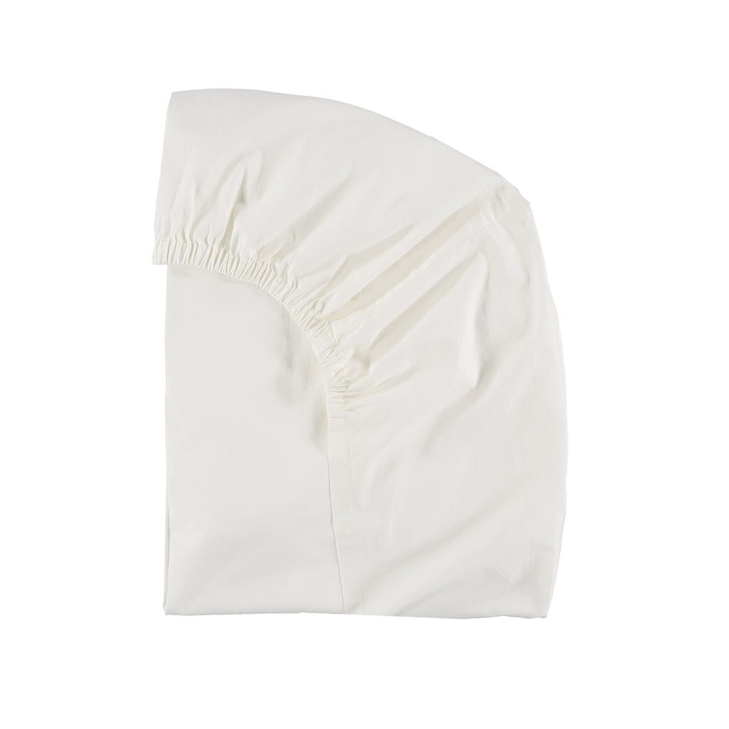 Cotton percale Chalk fitted sheet