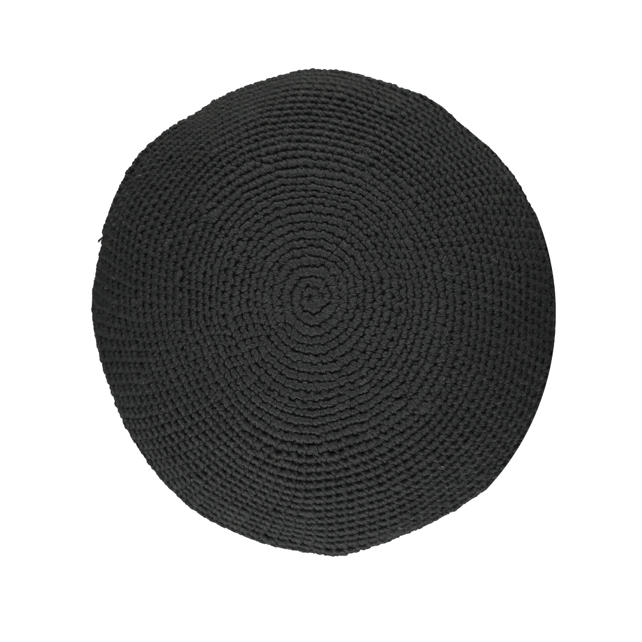 Crochet Circular Wool Cushion - Dark Graphite