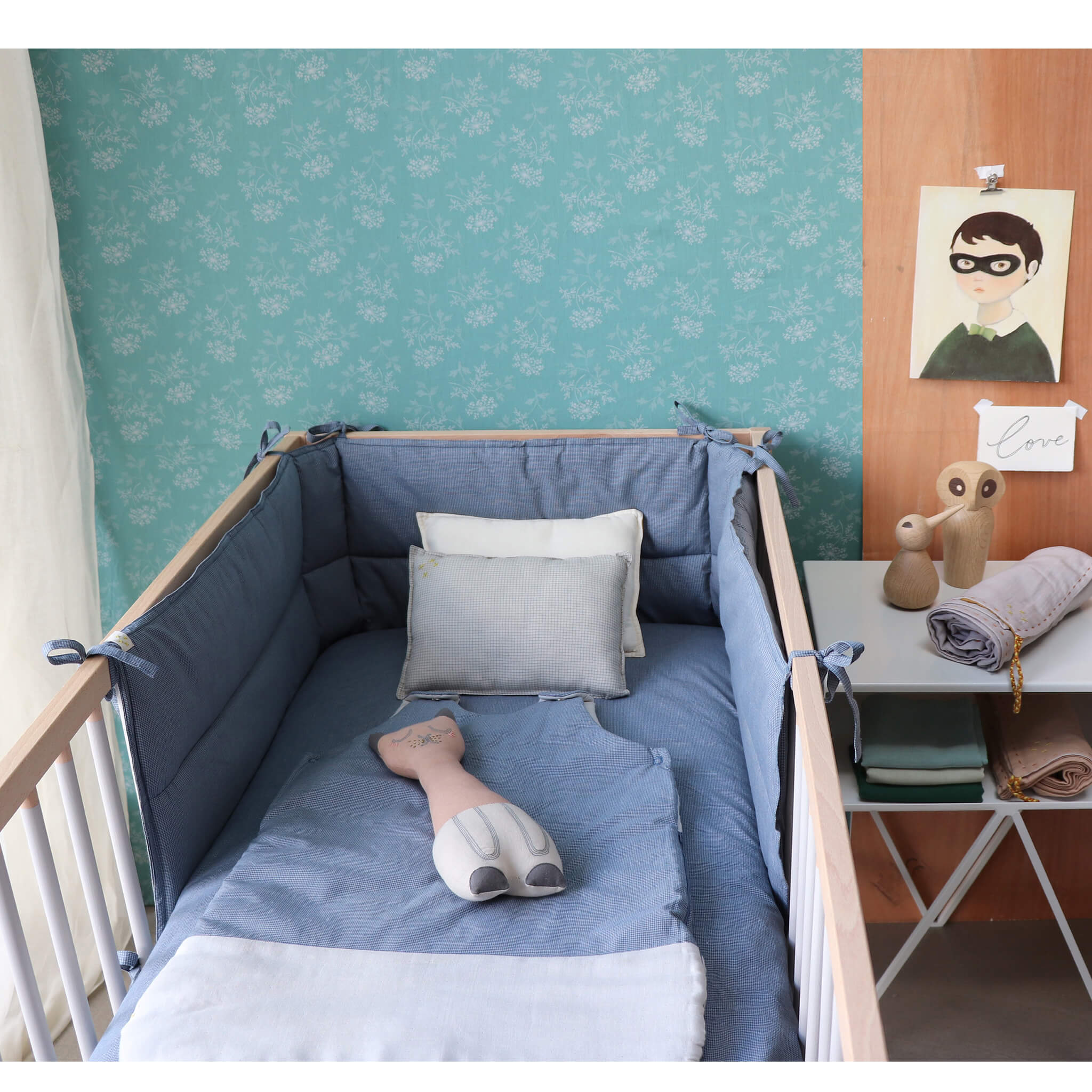 Fitted Sheet - Mini Check Blue