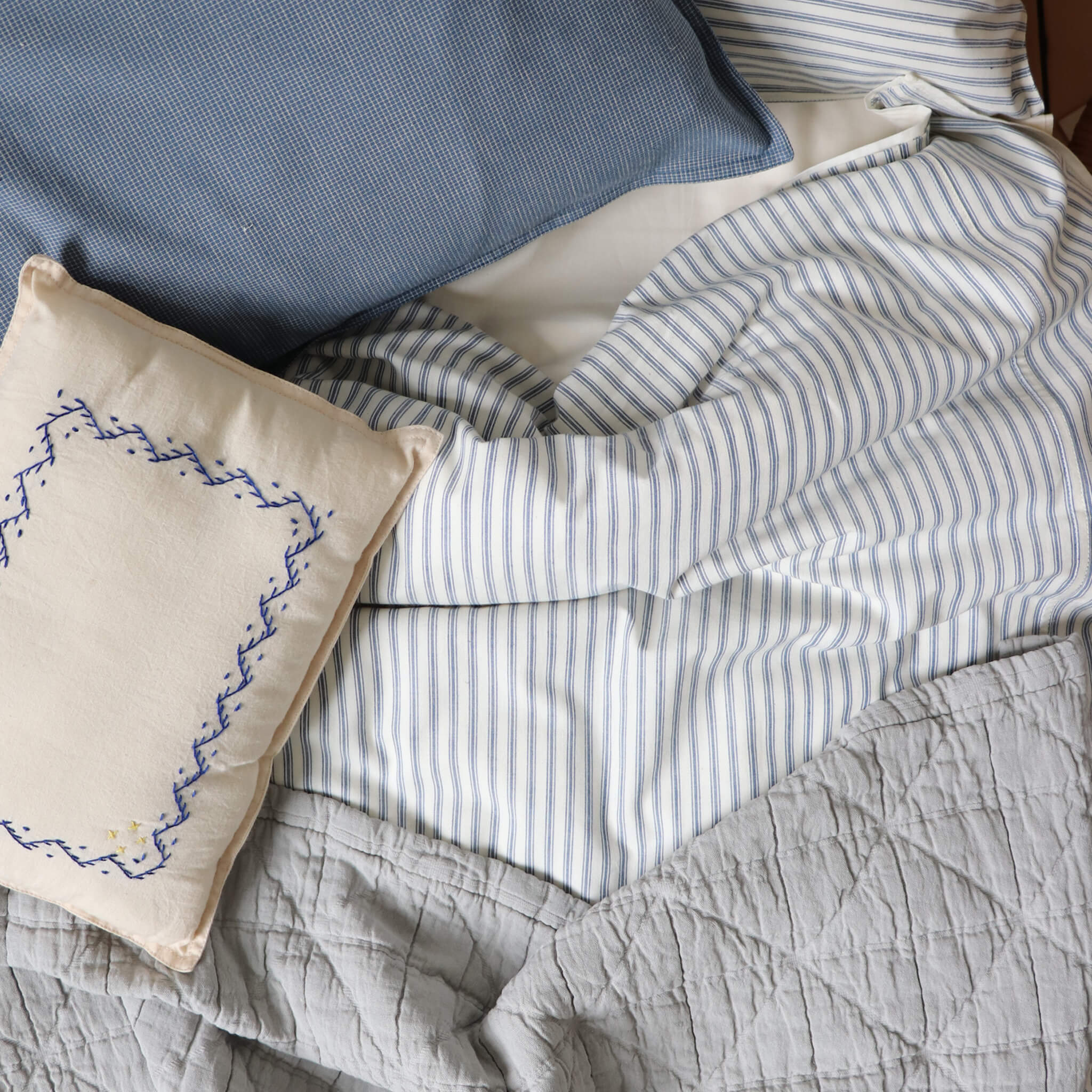 Blue Ticking Stripe Duvet Cover