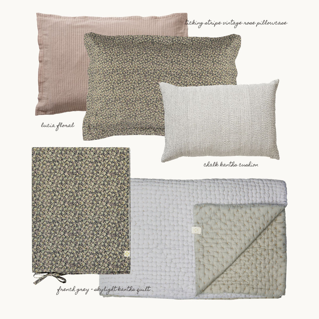 Washed Linen Cotton Ticking Stripe Pillowcase - Vintage Rose