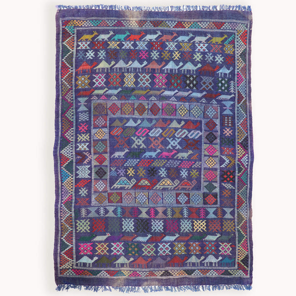 Indigo Morocco Atlas Mountain Tribal rug - W92cm x L127cm