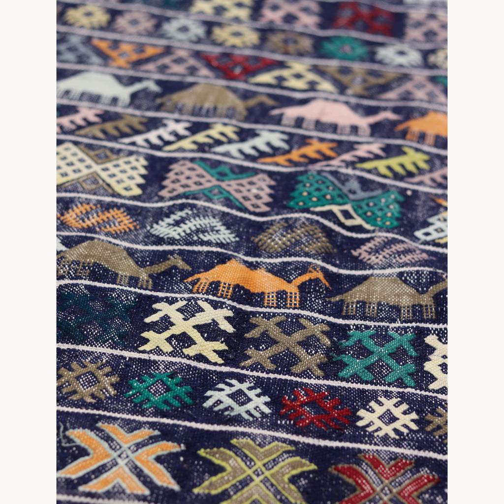 Medium Blue Morocco Atlas Mountain Tribal rug - W105cm x L178cm