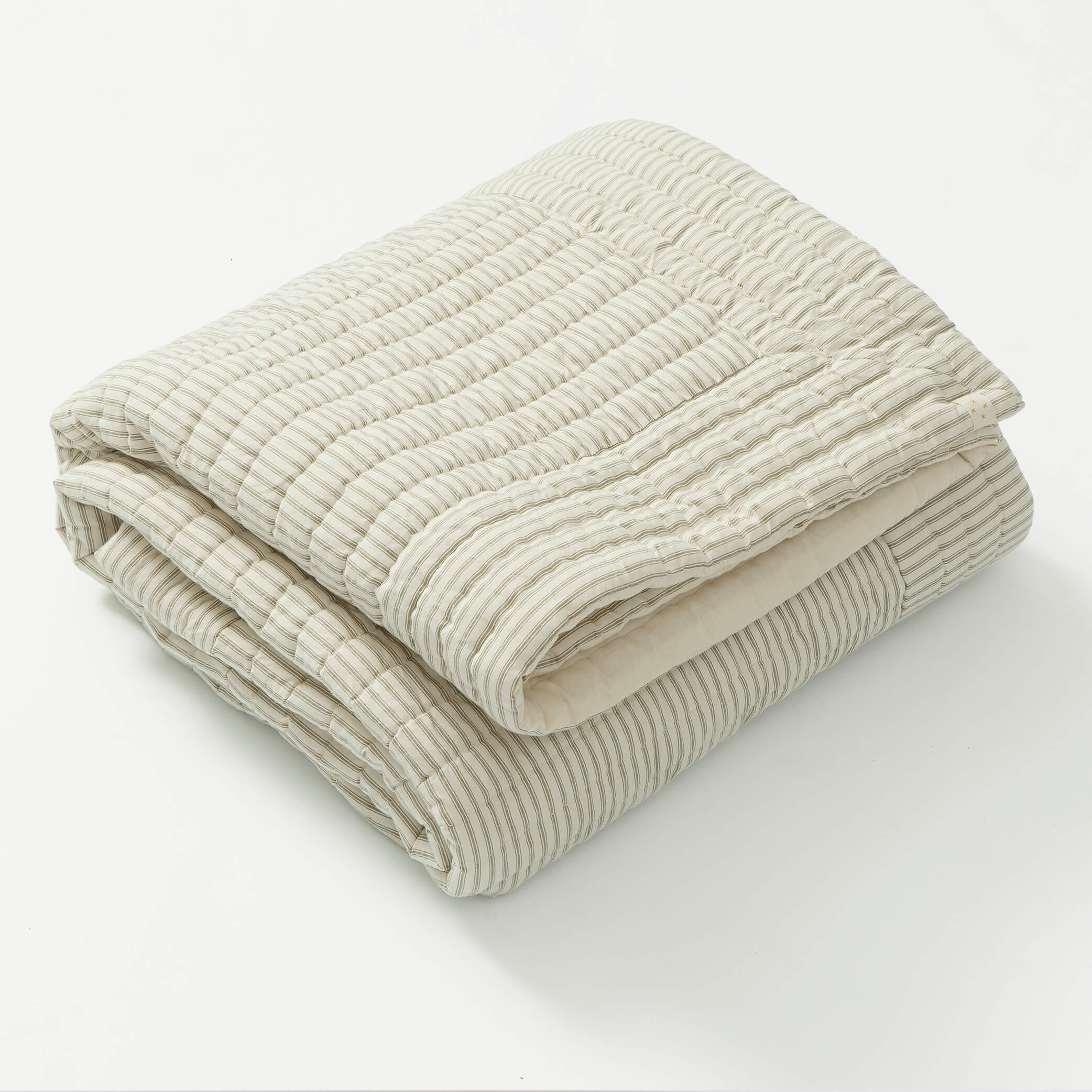Cot Quilt - Ticking Stripe French Grey