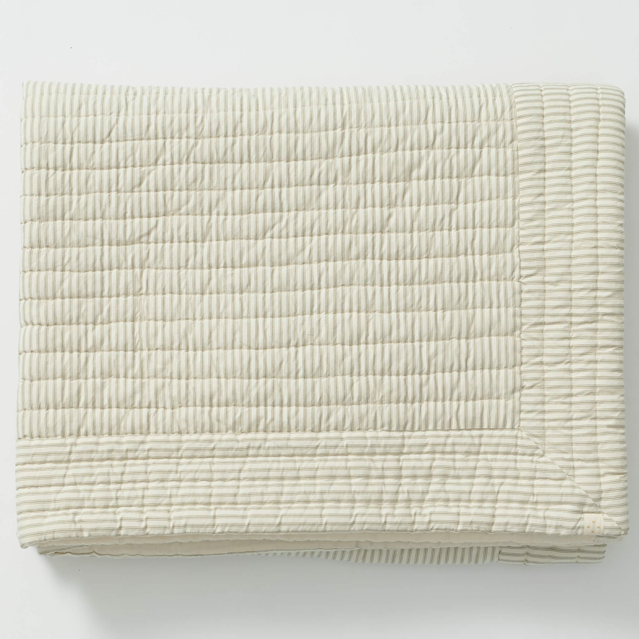 Ticking Stripe French Grey kantha Quilt