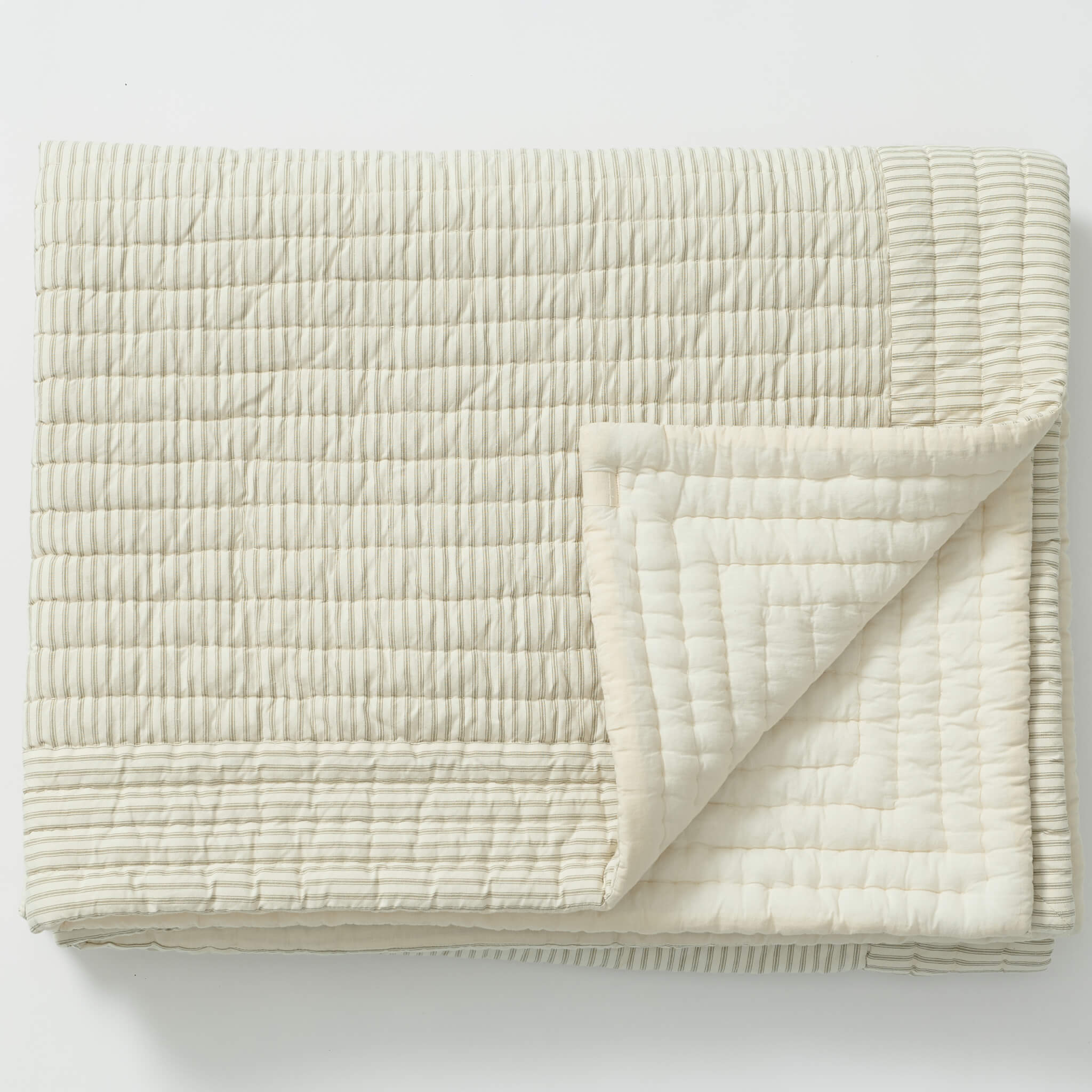Ticking Stripe French Grey kantha Quilt