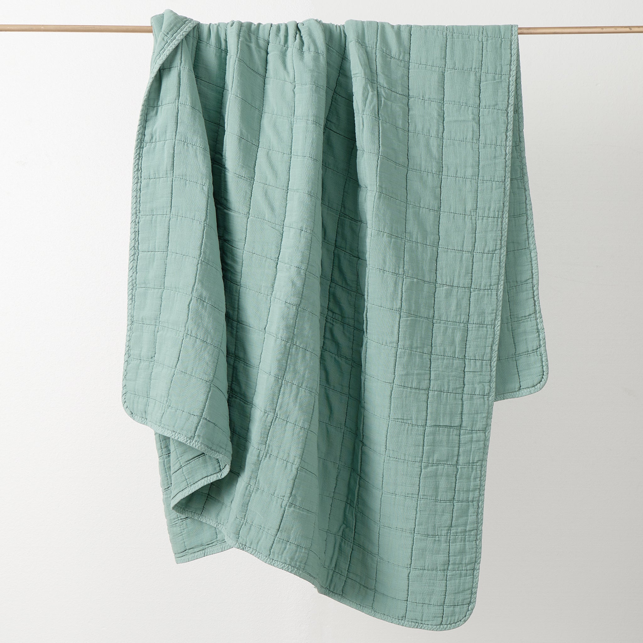 Square Quilted Gauze Blanket - Light Teal