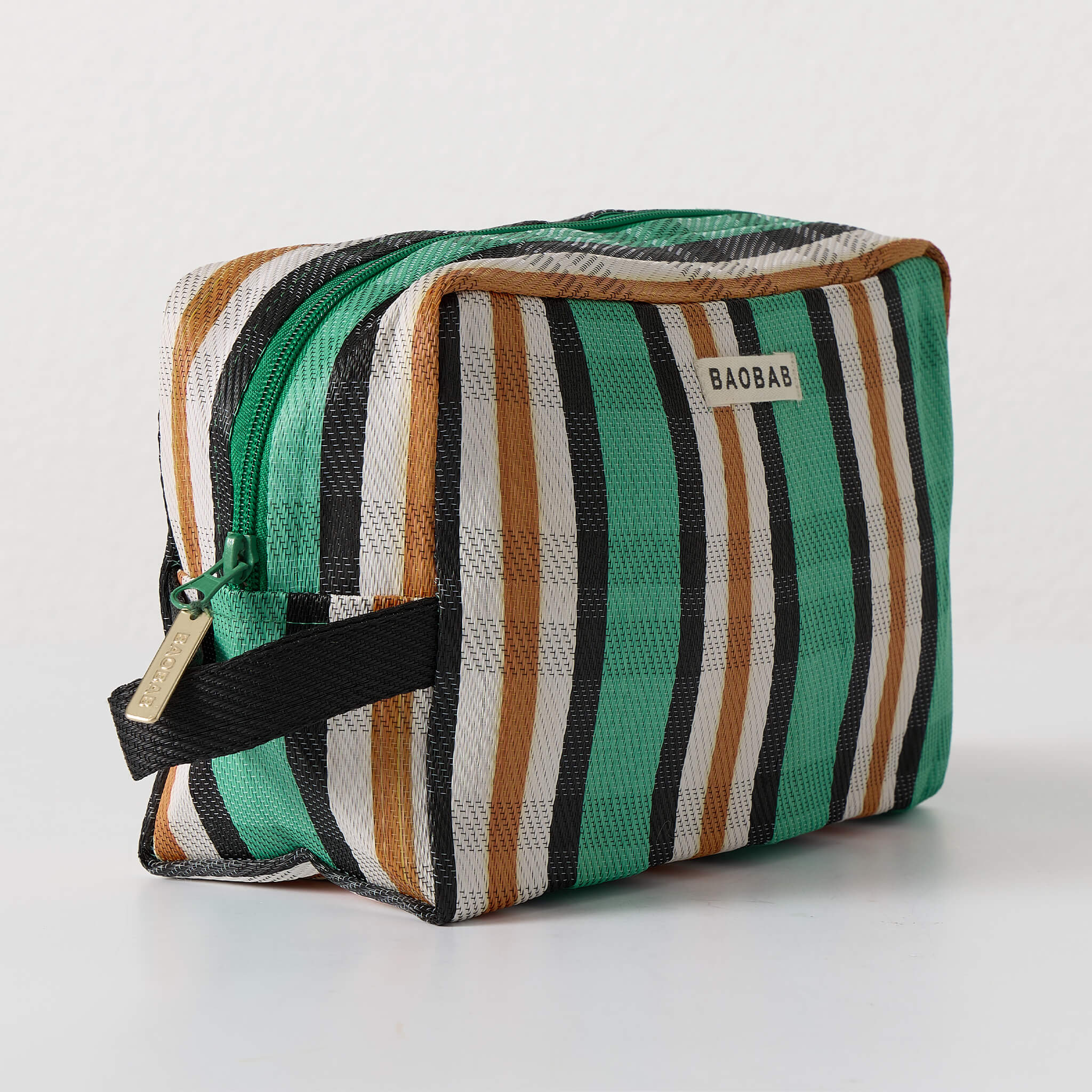 Green Stripe Pouch Set