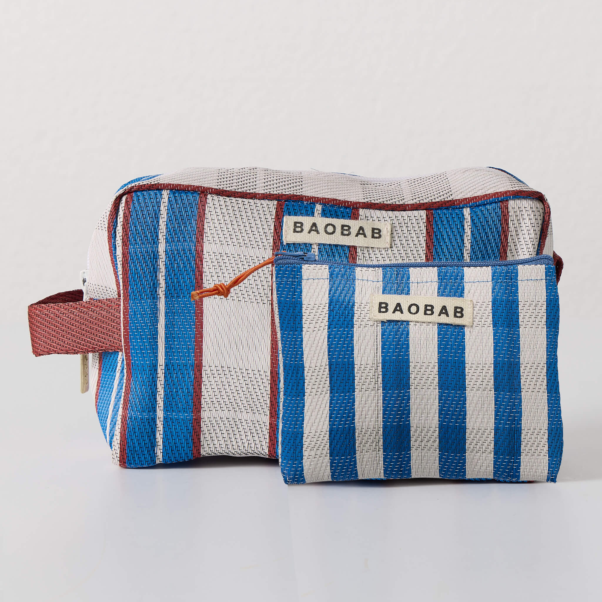 Blue Stripe Pouch Set