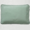 Washed Linen Cotton  Oxford Pillowcase with Lace Edge - Celedon Green
