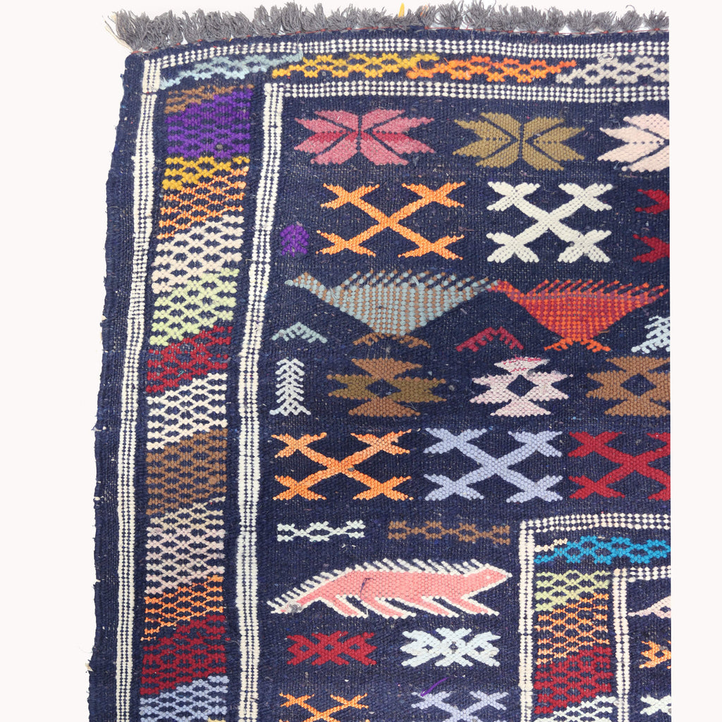 Dark Navy Morocco Atlas Mountain Tribal rug - W90cm x L140cm