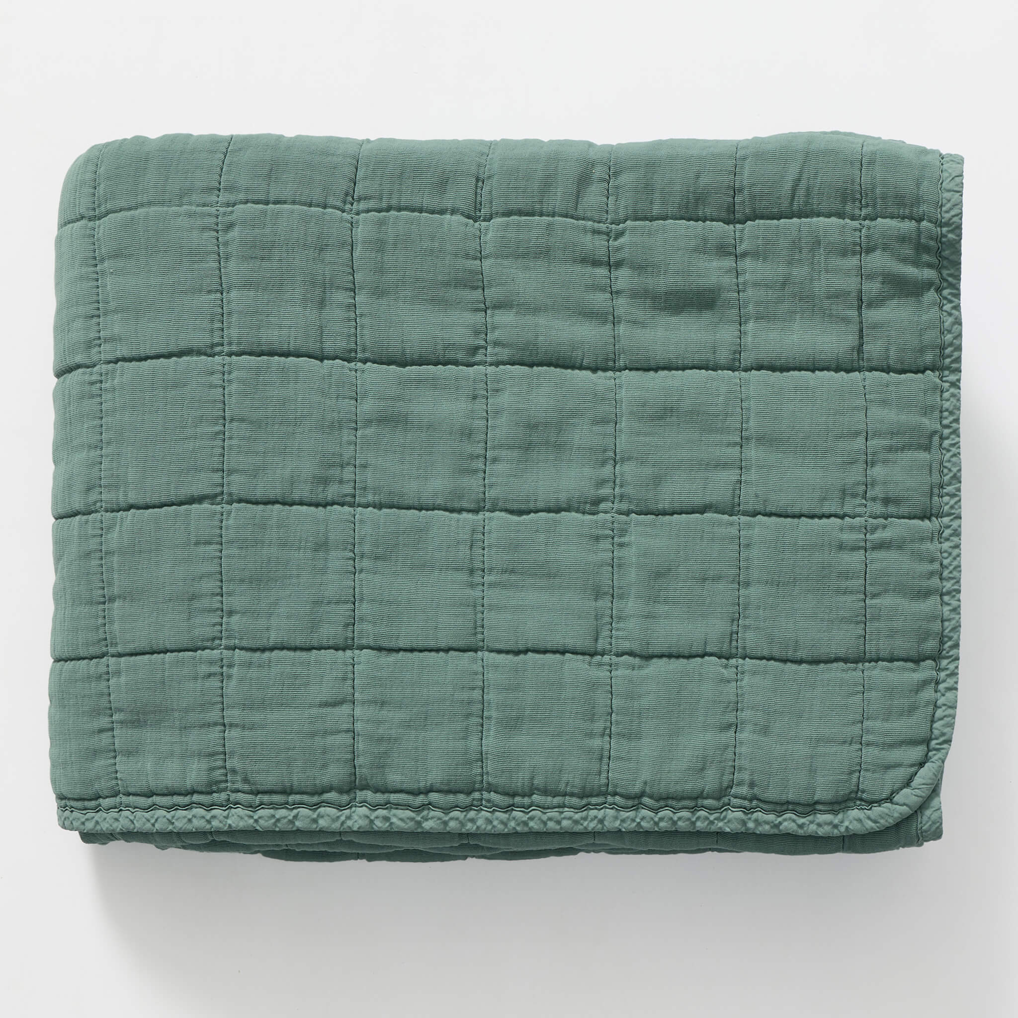 Square Quilted Gauze Blanket - Teal