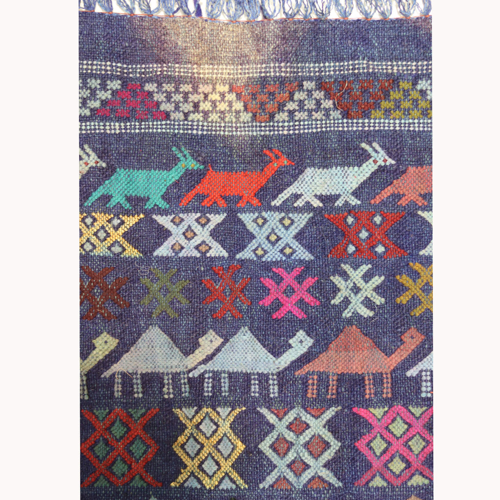Indigo Morocco Atlas Mountain Tribal rug - W92cm x L127cm