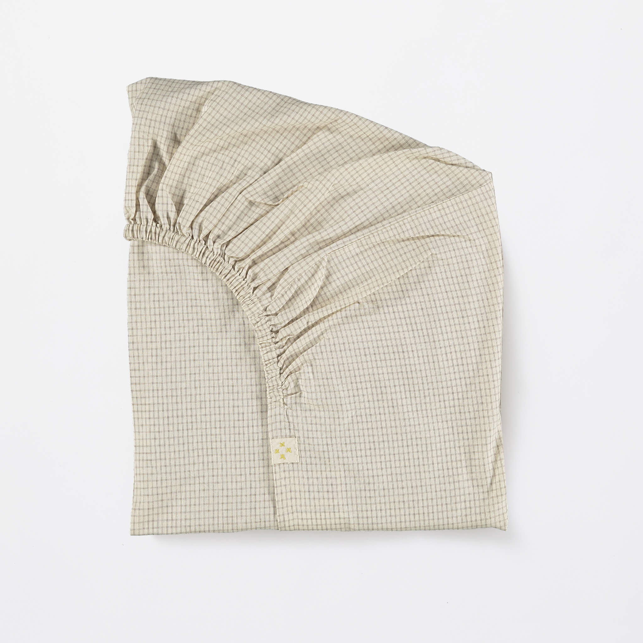Double Check Fitted Sheet - Ivory/ Clay