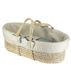 Light Teal & Stone reversible Moses basket bedding 4 piece set