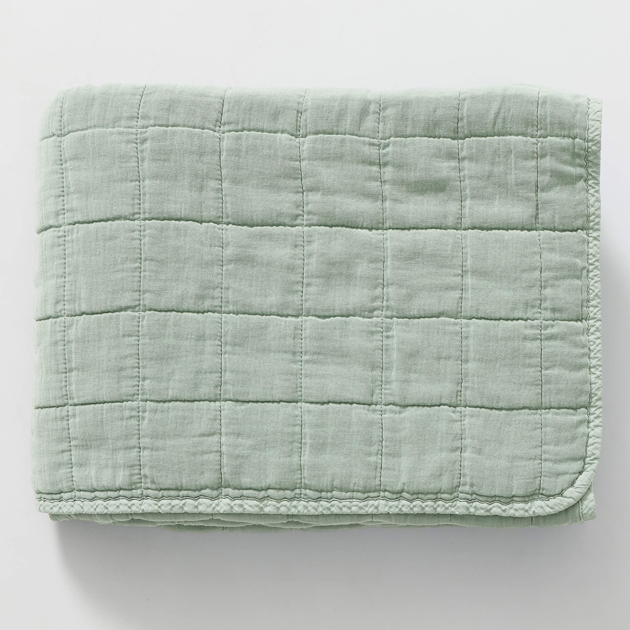 Square Quilted Gauze Blanket - Mint