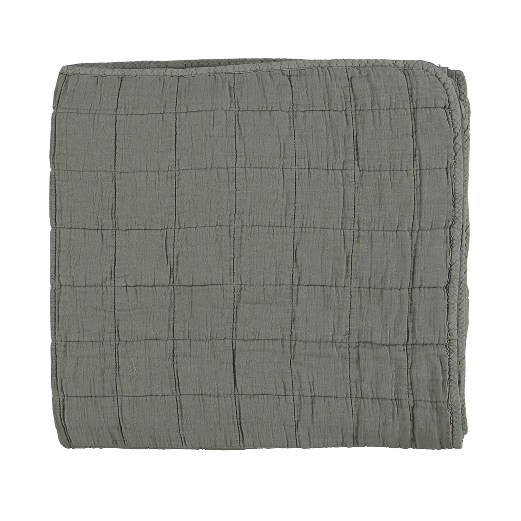 Square Quilted Gauze Blanket - Petrol grey