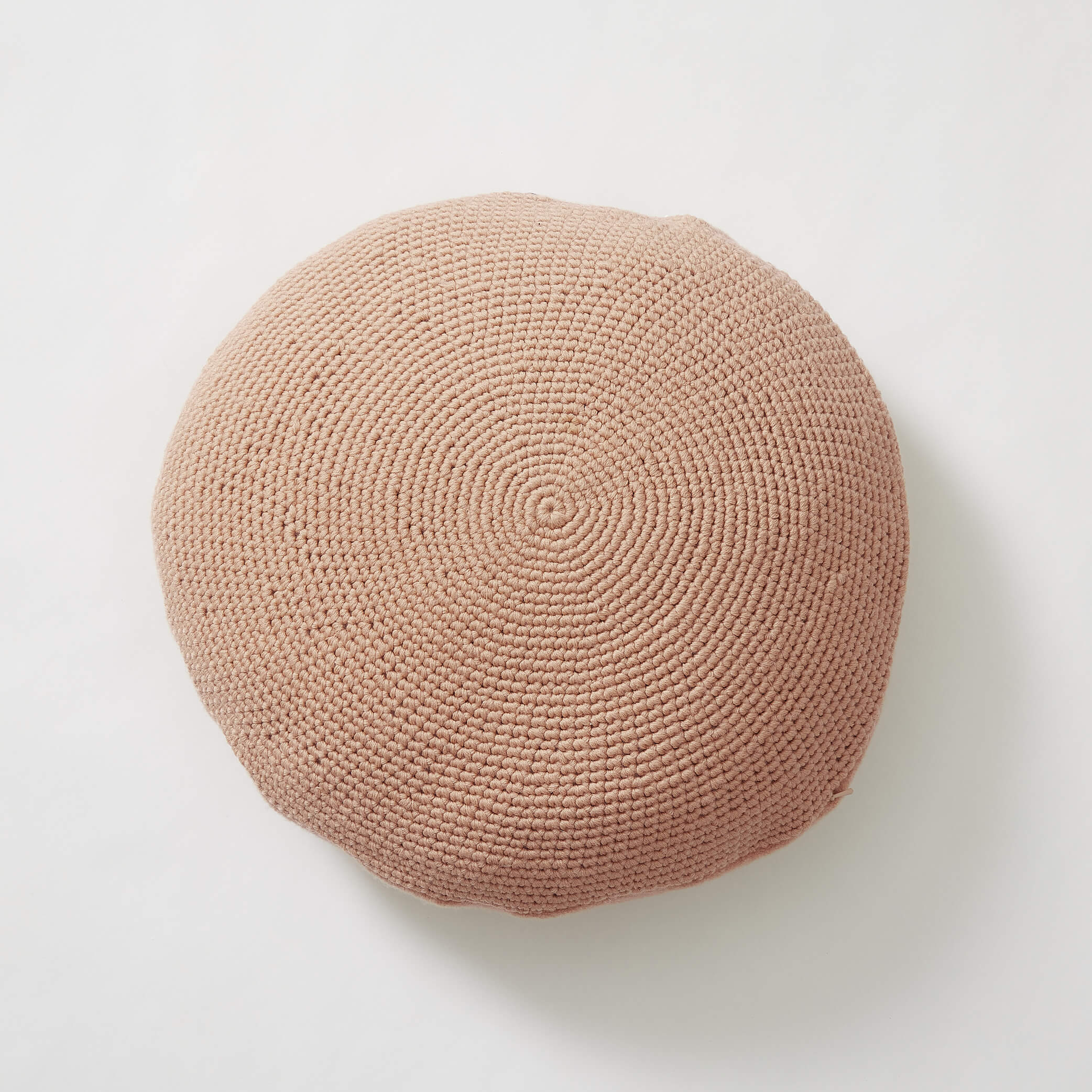 Crochet Circular  Wool Cushion - Peach Blossom