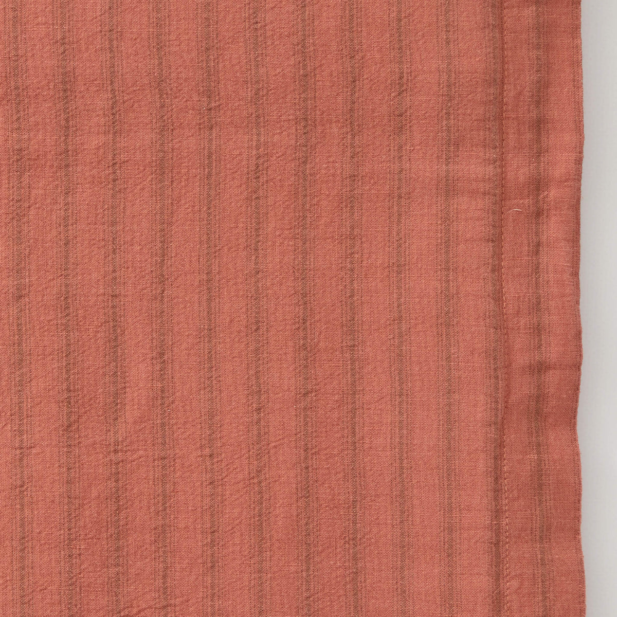 Washed Linen Cotton Ticking Stripe Pillowcase - Rust Red