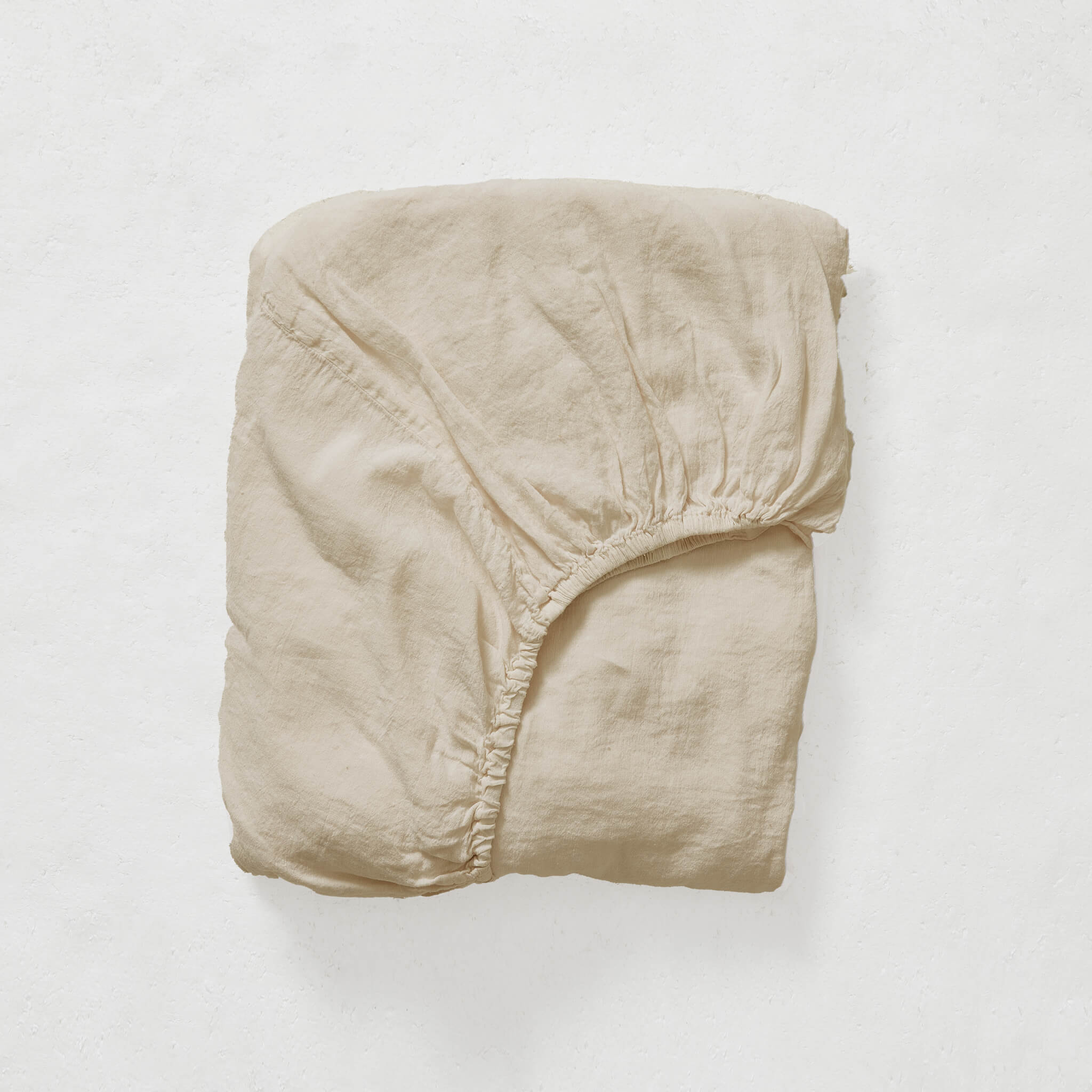 Washed Linen Cotton Fitted Sheet  - Sandstone