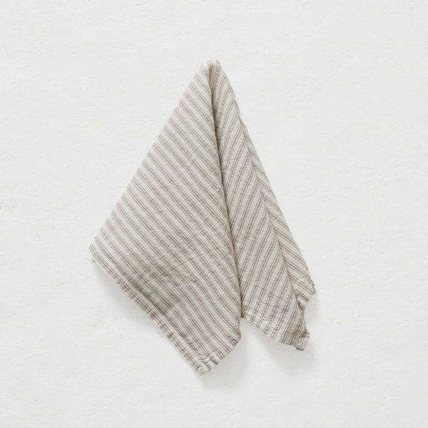 Washed Linen Cotton Ticking Stripe Napkin - Mineral