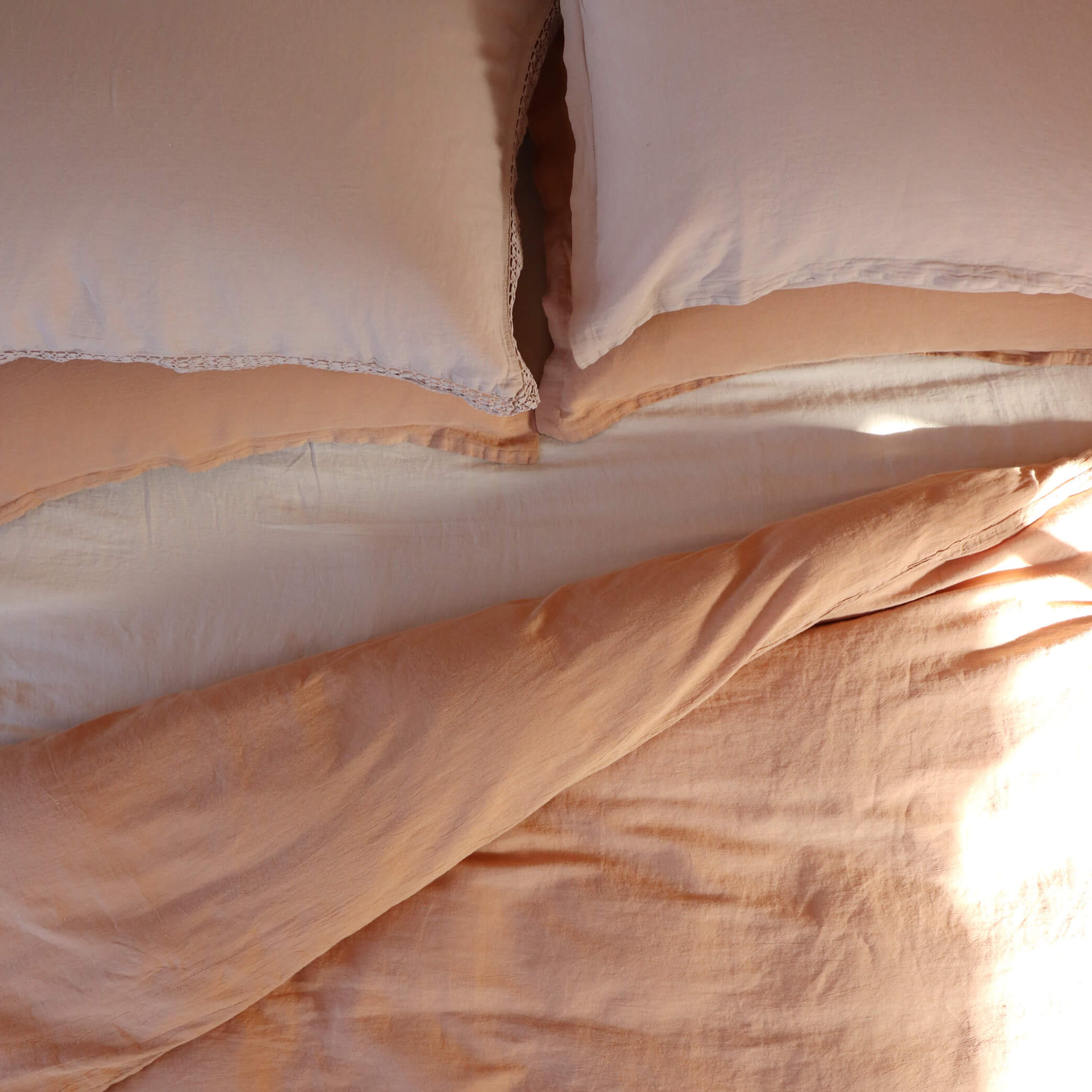Washed Linen Cotton Duvet Cover Soft Terracotta