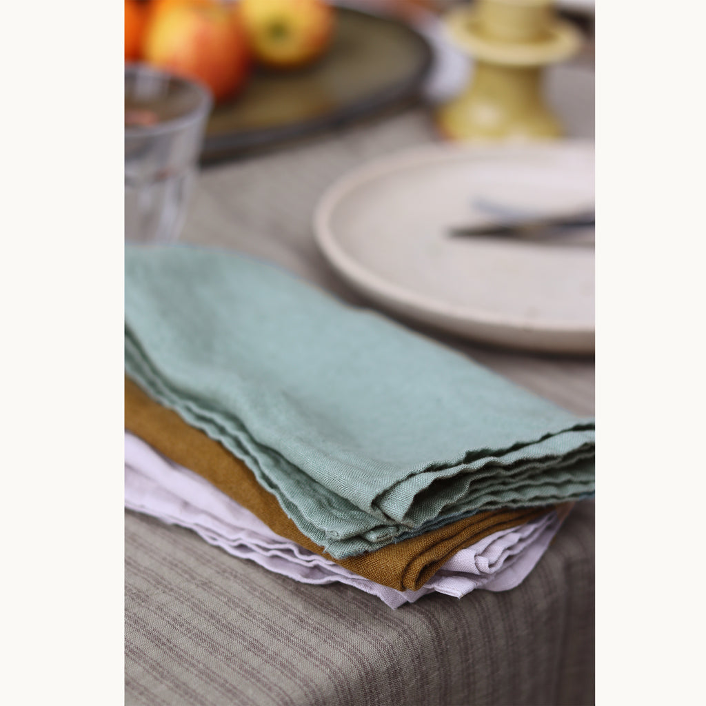 Washed Linen Cotton Napkin - Celedon Green