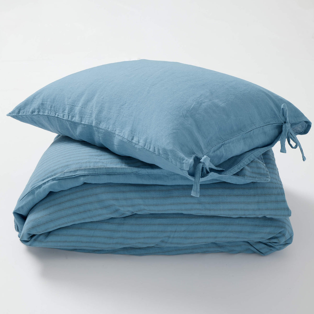 Washed Linen Cotton Pillowcase - Airforce Blue
