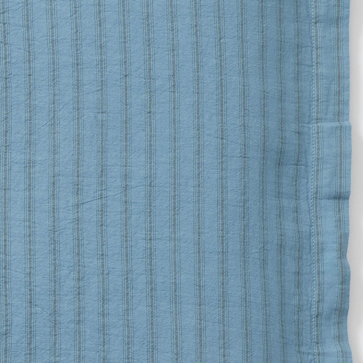 Washed Linen Cotton Ticking Stripe Pillowcase - Airforce Blue