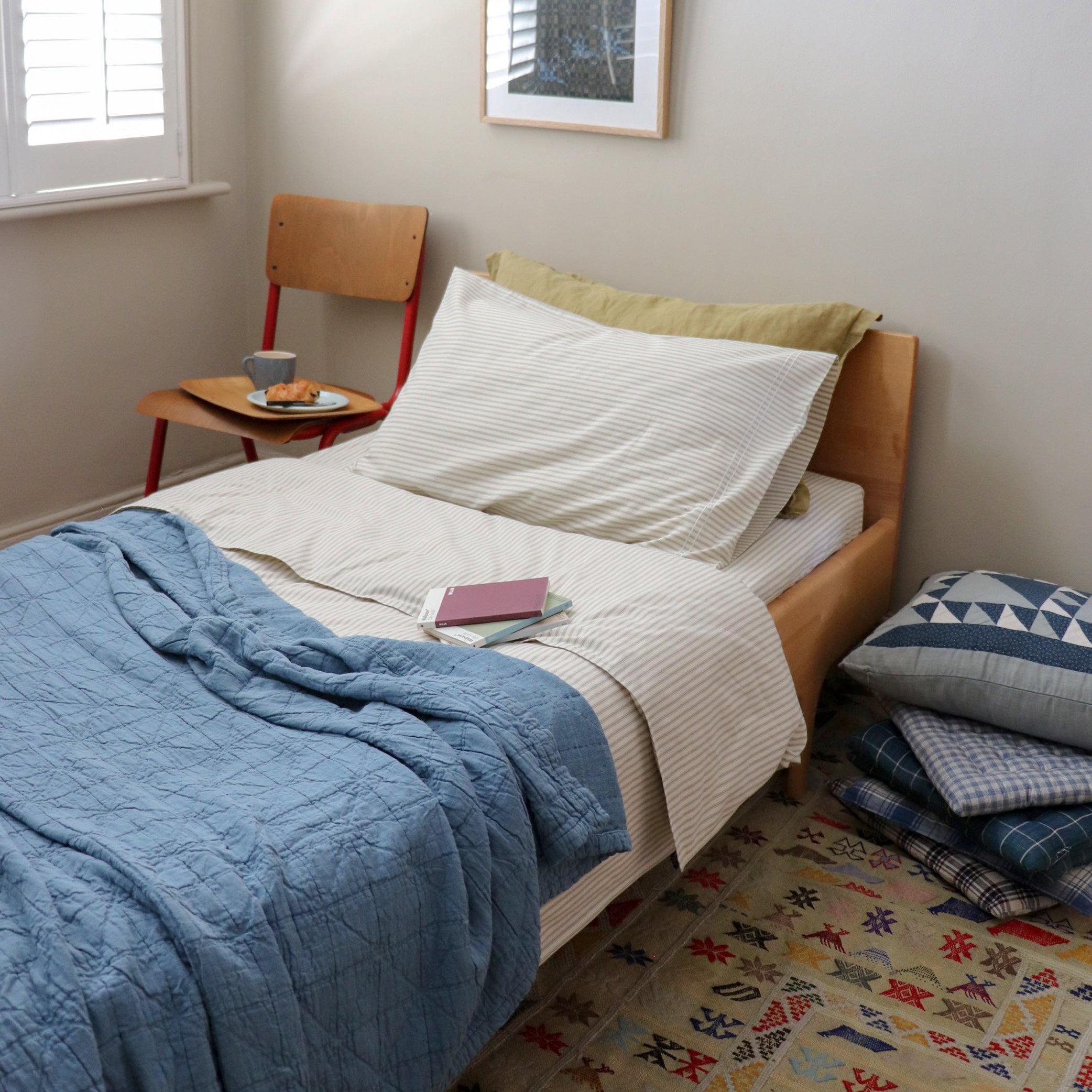 Organic Cotton Diamond Jacquard Blanket - Air force Blue
