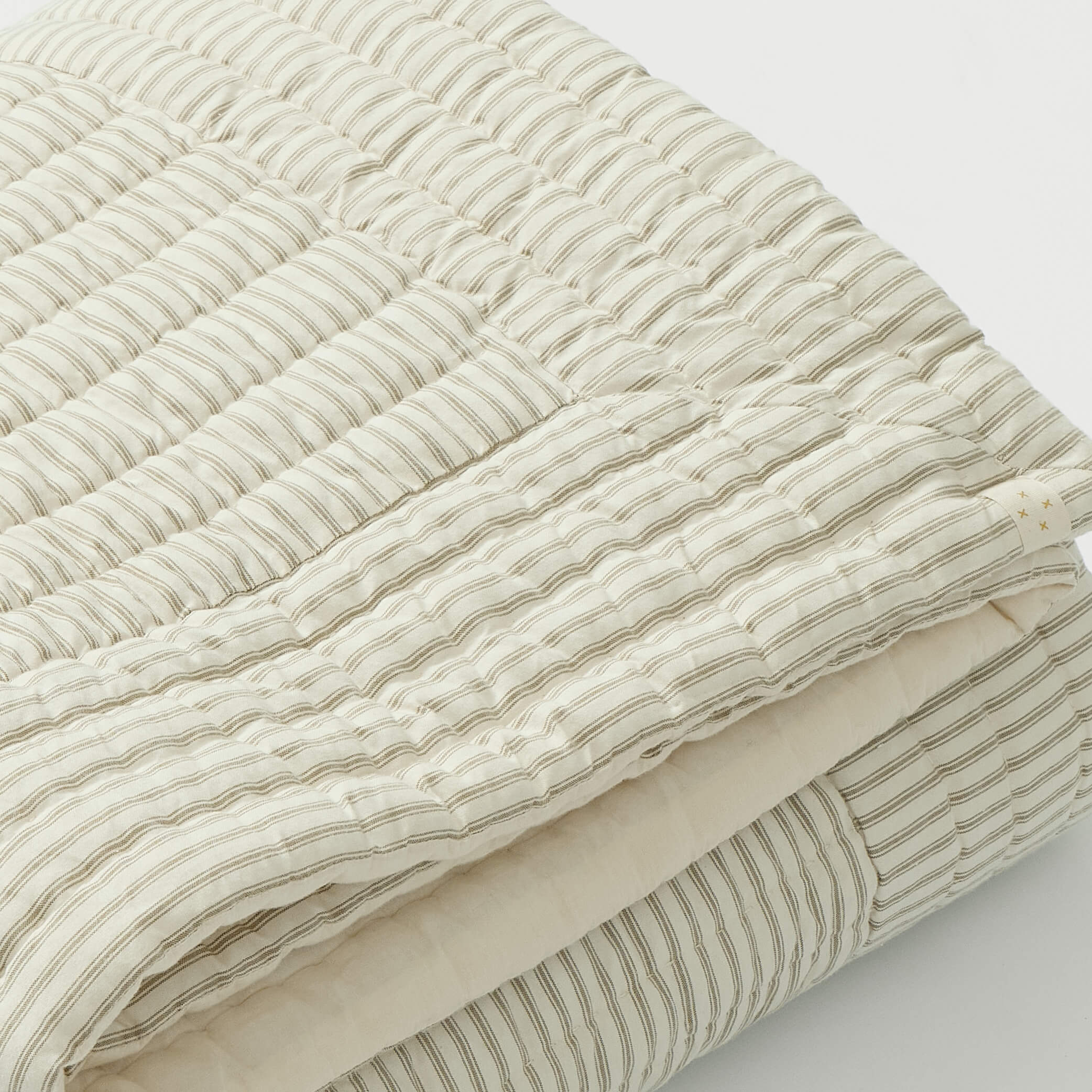 Ticking Stripe French Grey kantha Quilt