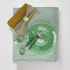 Washed Linen Cotton Tablecloth with Lace edge - Celedon Green