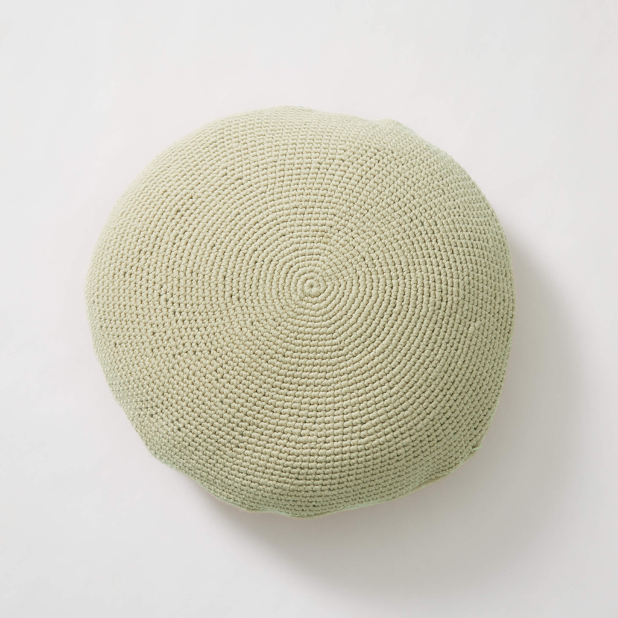 Crochet Circular  Wool Cushion -Celery
