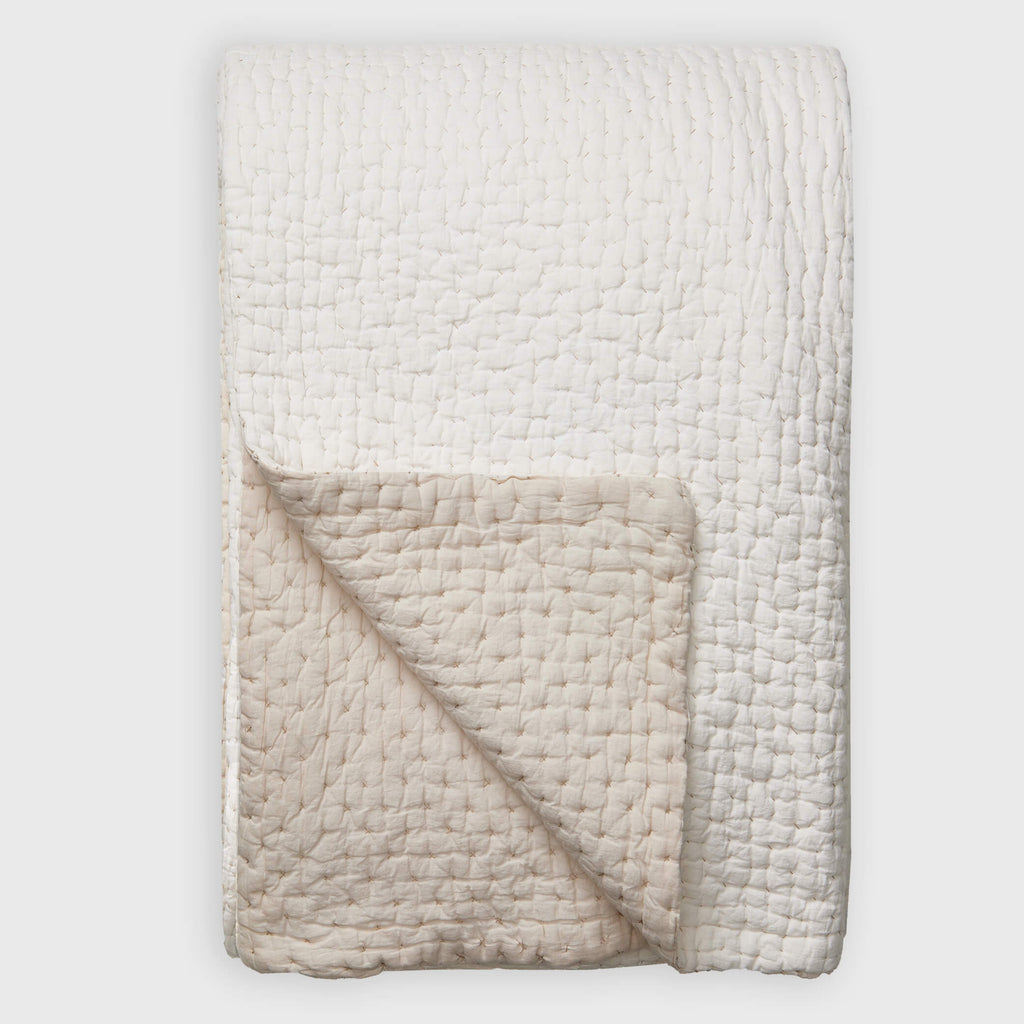 Kantha Cross Stitch Blanket - Chalk/China Clay