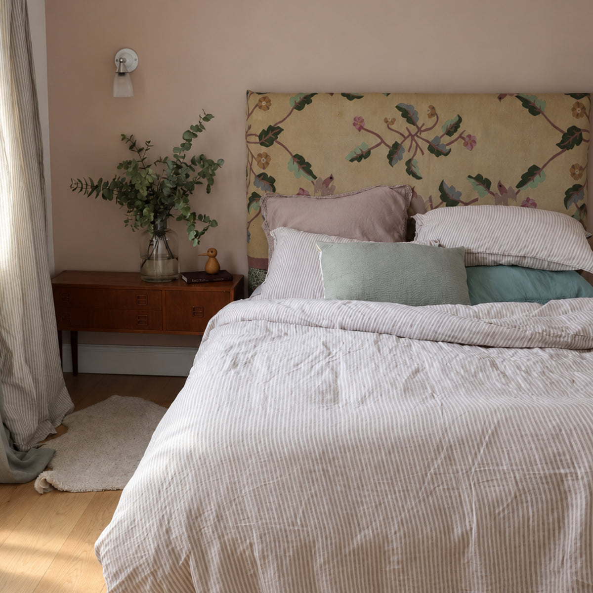 Washed Linen Cotton Ticking Stripe Duvet Cover - Chalk + Mouse