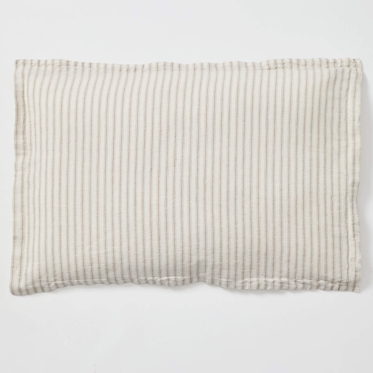 Washed Linen Cotton Ticking Stripe Pillowcase - Chalk + Mouse