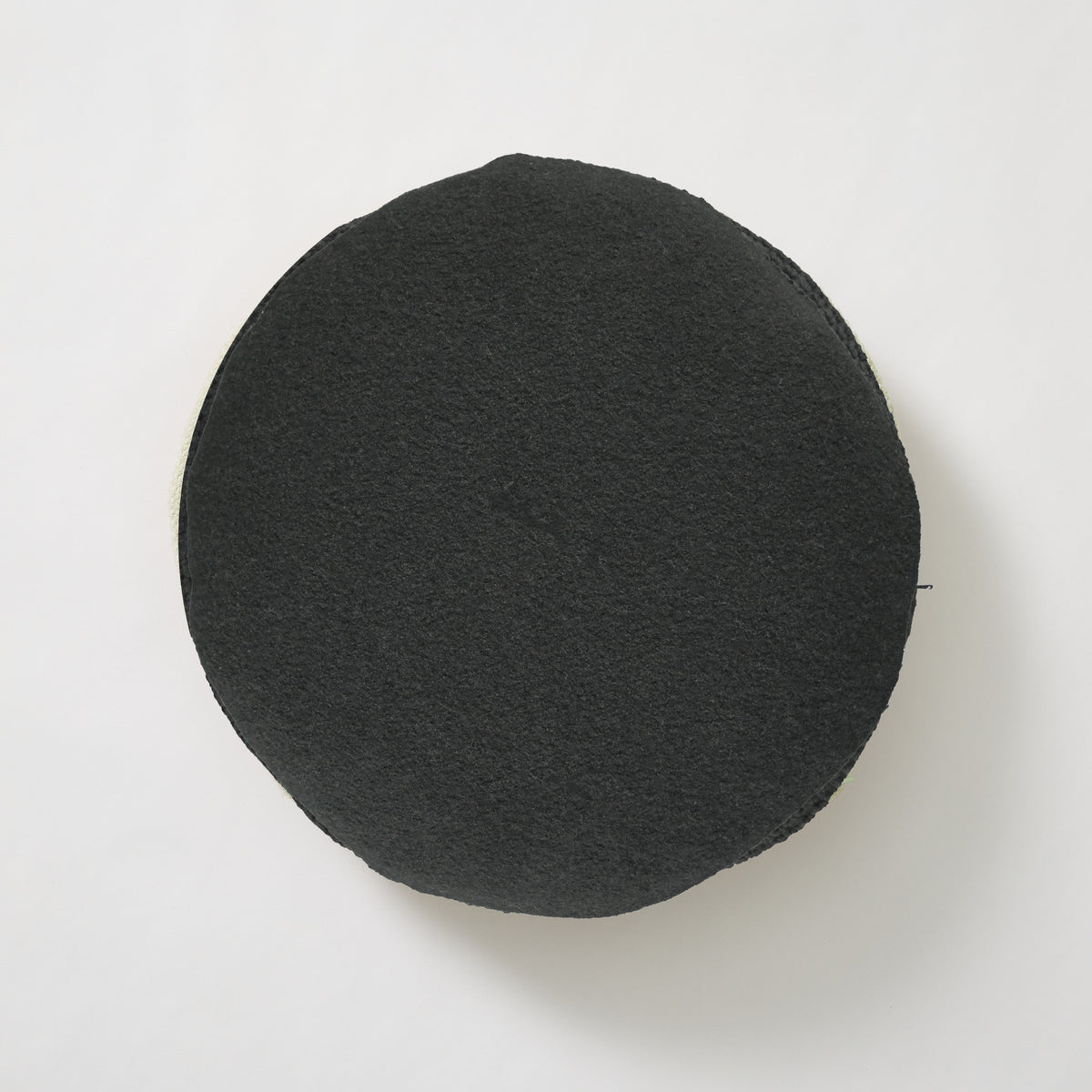 Crochet Circular  Wool Cushion - Dark Graphite