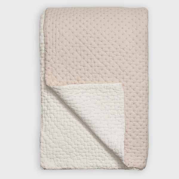 SECONDS Kantha Cross Stitch Blanket - Chalk/China Clay