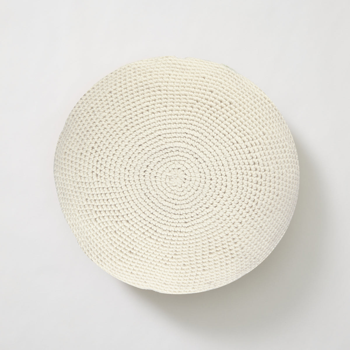 Crochet Circular  Wool Cushion -Chalk
