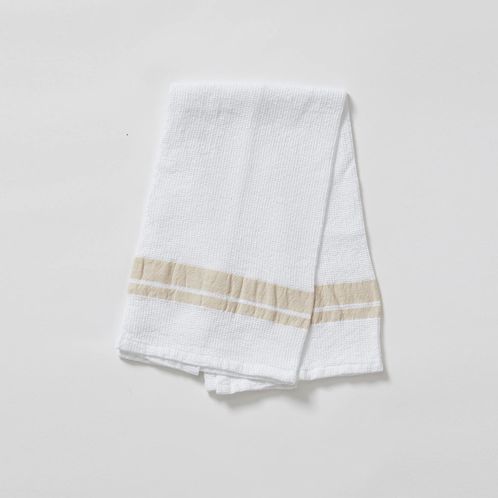 White Stripe Soft Waffle Cotton Hand Towels