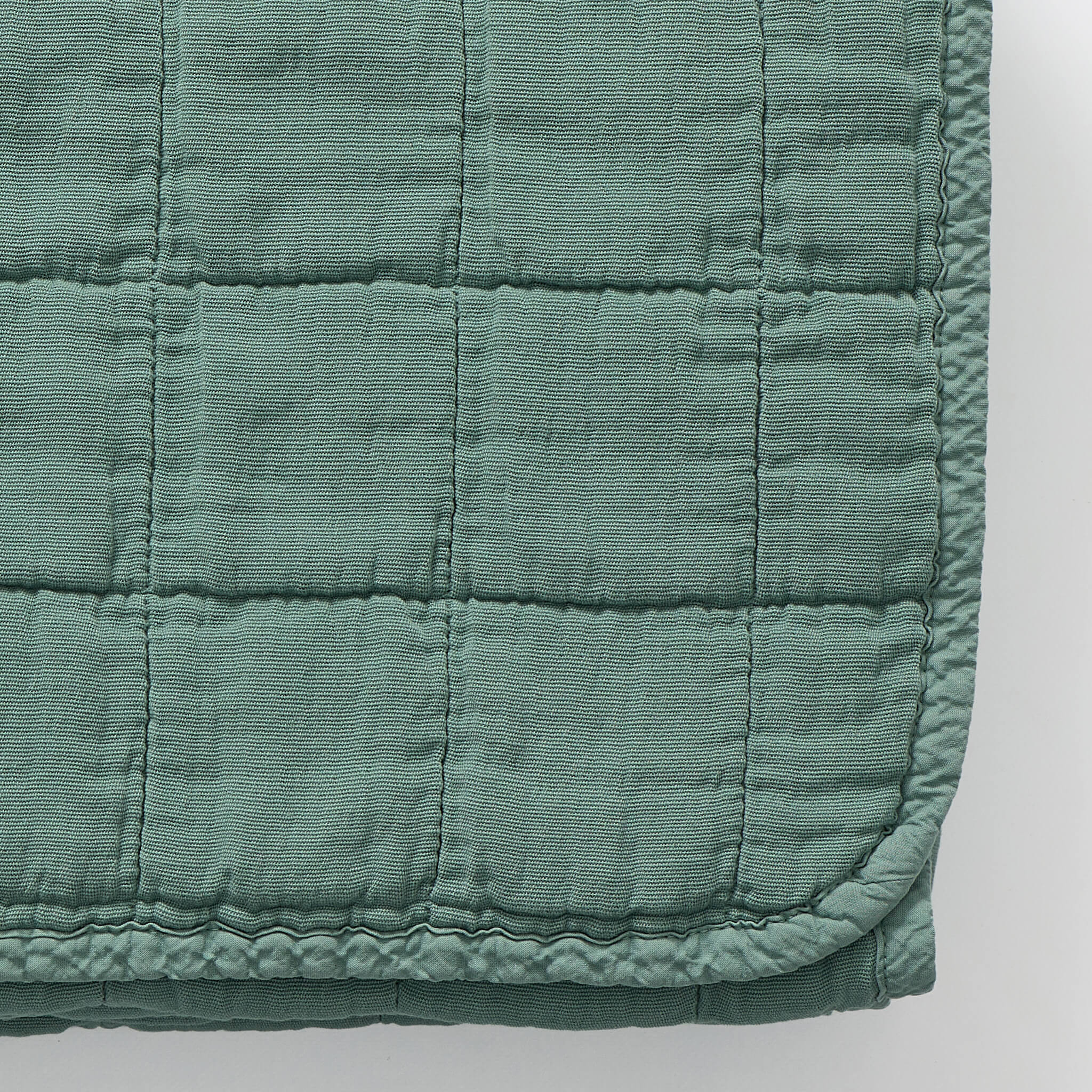 Square Quilted Gauze Blanket - Teal