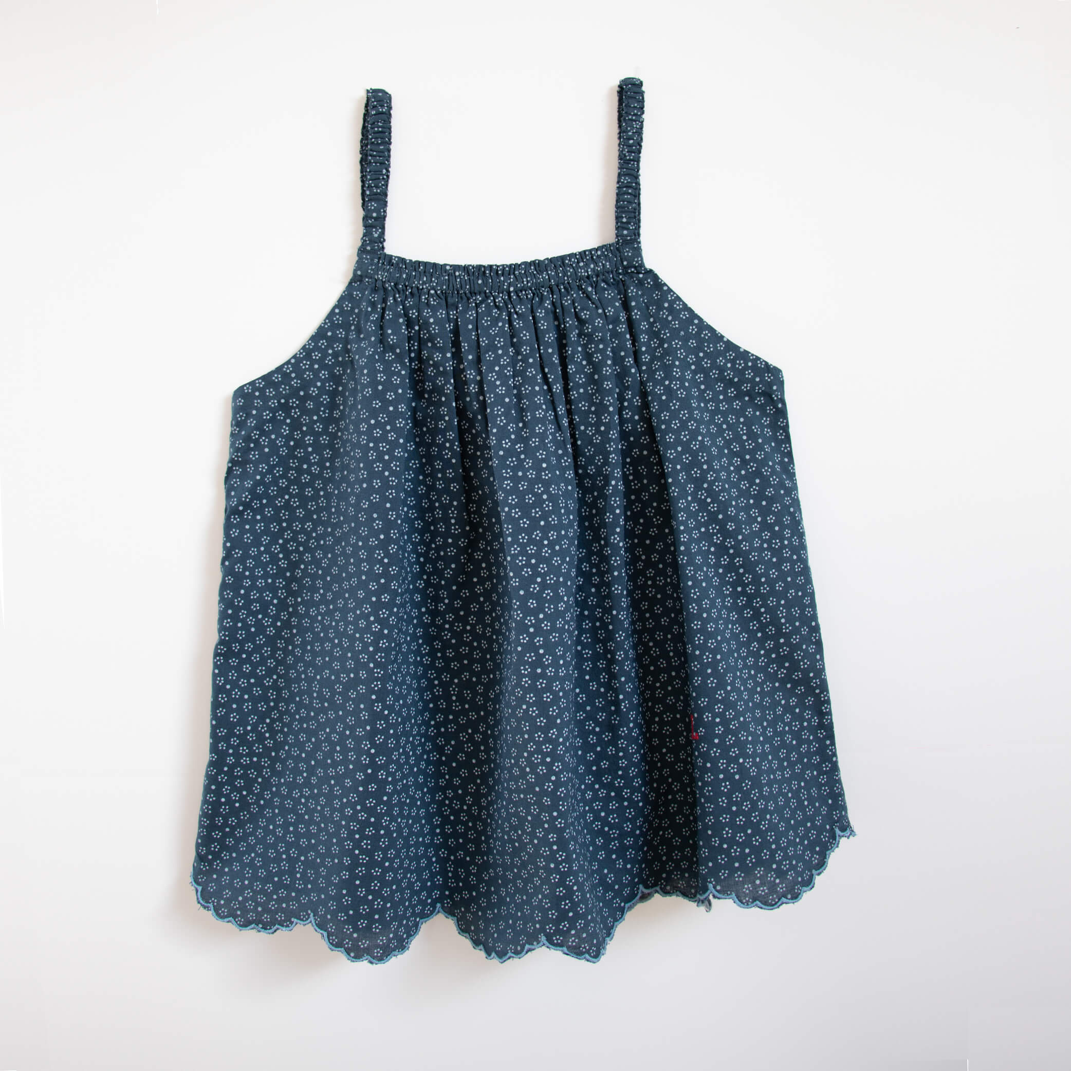 Scalloped edge kids shorts set - Indigo Dot